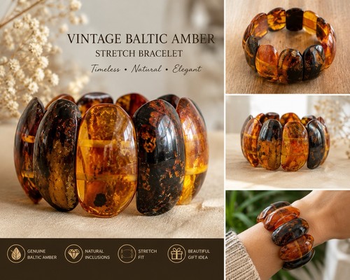 Vintage baltic amber stretch - amber,