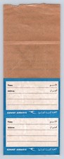 Kuwait Airways Airline Sticker Baggage Address Label x 2 Original Vintage KAC