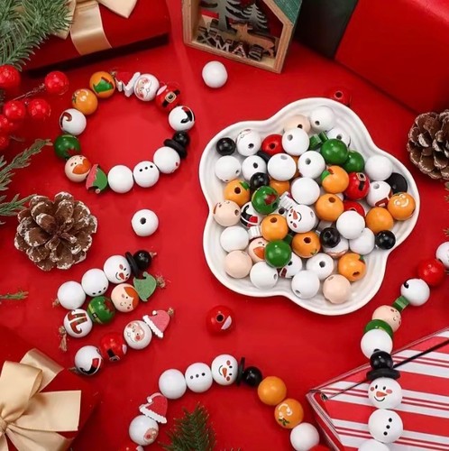 45pcs christmas wooden beads - christmas,