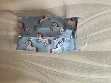 Rainbows & Unicorn Print Face mask homemade 100% cotton Reusable Washable Adult