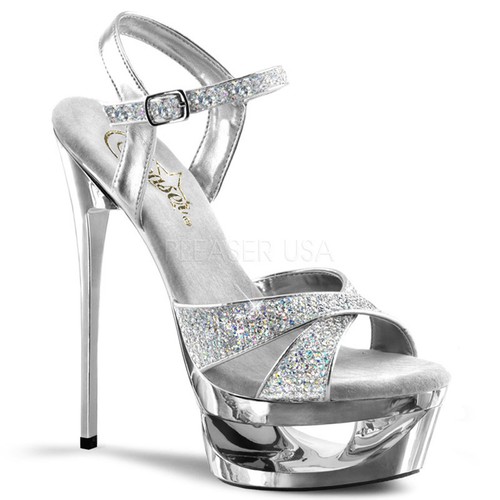 Silver glitter platform shoes - silver,