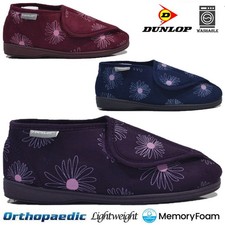 LADIES MEMORY FOAM WIDE FIT DUNLOP ORTHOPAEDIC DIABETIC WASHABLE SHOES SLIPPERS