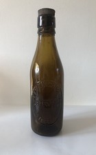 Vintage Brown Glass Starkey Knight and Ford Tiverton Beer Bottle with Stopper