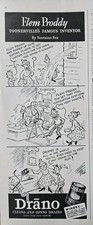1935 Drano Fontaine Fox Of Toonerville Flem Proddy cartoon vintage ad