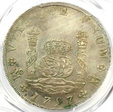 1757 Mexico Pillar Dollar 8 Reales Silver Coin (8R) - Certified PCGS AU Details