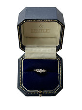 Diamond Trilogy Ring 9ct Gold and Platinum Diamond Vintage Gold Ring - Size K