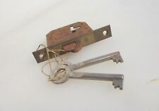 Vintage Iron Cabinet Lock Cupboard Chest Drawer Bolt Key Antique Trunk Brass