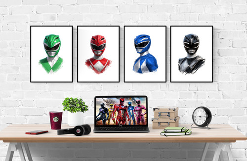 Power rangers watercolour - rangers, set