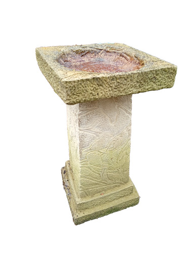 Carved stone pedestal bird - carved,