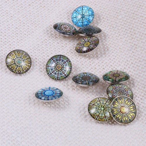Pcs round glass buttons - round,