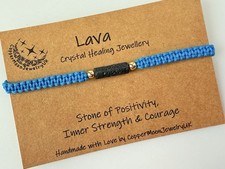 Macrame Black Lava Bracelet Crystal Gemstone Healing Bracelet Wristband Gift