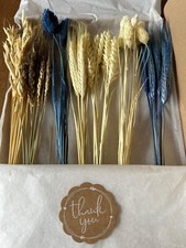 POSY BOUQUET 50-60 STEMS DRIED FLOWERS  ‘BLUE & CREAM/BLEACHED WEDDING GIFT 12''