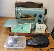 Vintage Husqvarna Viking Type 21E Sewing Machine + Case, Accessories & Booklet