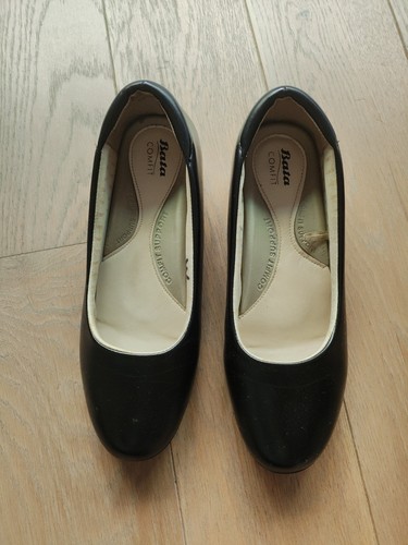 Bata black leather low heel - bata,