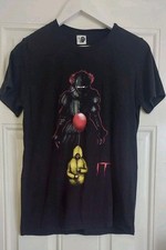 Pennywise Clown IT Short Sleeve Tshirt Size S Black Horror 100% Cotton