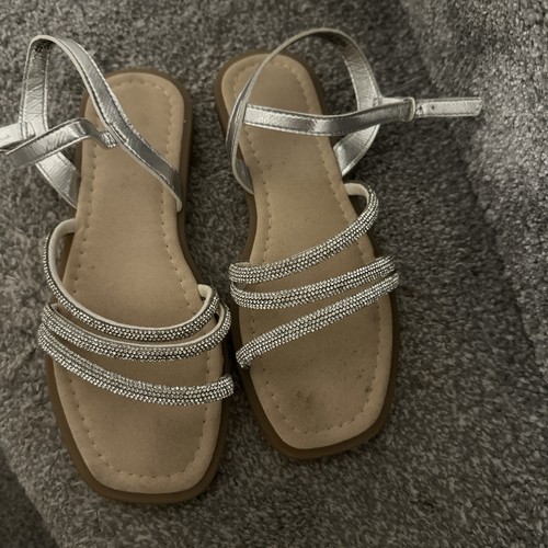 Silver sandles for girls - silver,