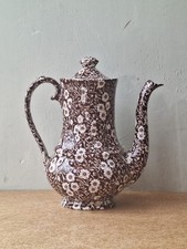 Royal Crownford Calico Brown Ceramic Coffee Pot, Staffordshire Pottery