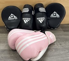 Boxing Gloves Sparring Pads Kids Boy Girl Adidas Pink Black Pair Set