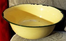 small cream green lined enamel