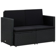 Sofa Black PE Rattan