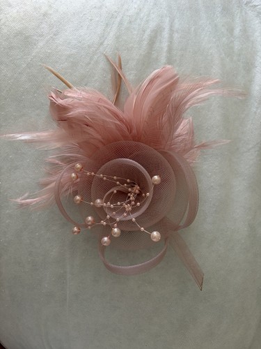 Blush pink feather fascinator - blush,