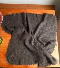 Hand-Knitted Crochet Chocolate Aubergine Brown Mohair Square Blanket 4ft x 4ft