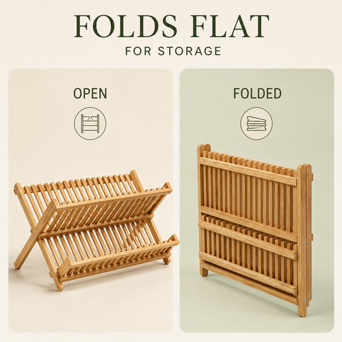 Foldable tier bamboo dish - foldable, 2