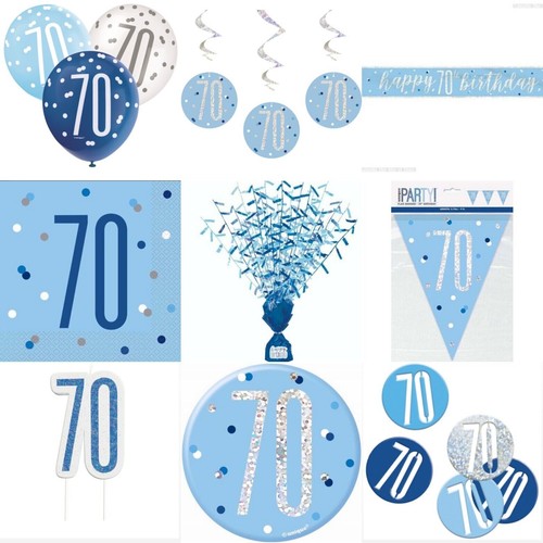 Glitz blue 70th birthday - 70th,