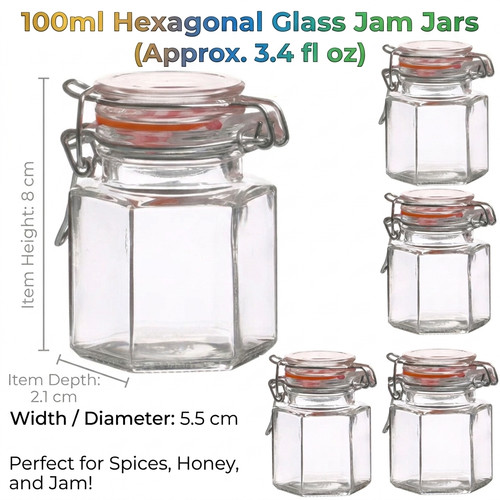 100ml hexagonal glass spice - 100ml,