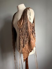 Iconic ALLSAINTS Asta Gilet Waistcoat fringed leather jacket brown 12 cowgirl