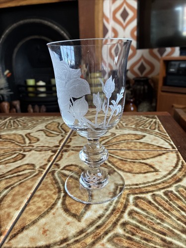 Vintage rose etched wine - vintage,