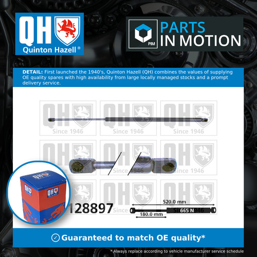 Boot gas strut - strut, fits