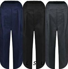 BOYS PULL UP SCHOOL TROUSERS HALF ELASTICATED WAIST ALL SIZES SCHOOL UNIFORM