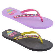 New Ladies Toe SEQUINED Post Flip Flops Womens Summer Pool Beach Flat Sandal GYM