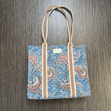 JOULES Canvas Floral Tote Bag Paisley Blue Pink Beach