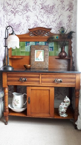 Antique wash stand with marble - stand,