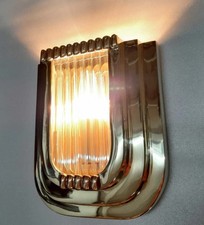 Vintage Art Deco Brass & Glass Rod Wall Ceiling Fixture Sconces Ship Light Lamp