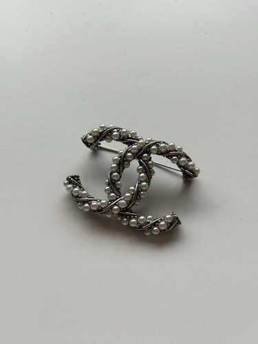 Chanel silver brooch - chanel,