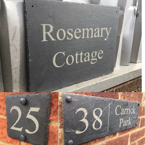 Rustic slate house gate sign - rustic,