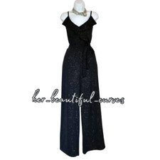 QUIZ BLACK SHIMMERING GLITTERS JERSEY PARTY JUMPSUIT SIZE 18