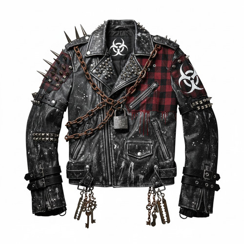 Black studded biker - black,