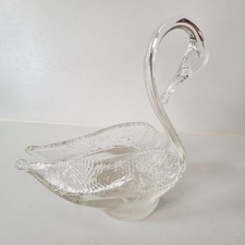 Vintage Clear Glass Swan Dish