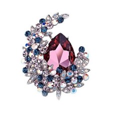 Crystal Design Moon Brooch