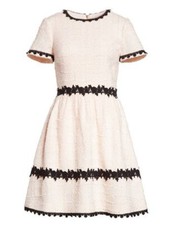 Kate Spade Madison Avenue Jayne Tweed Rose Dew Black Trim Dress Sz 8 NWT $548