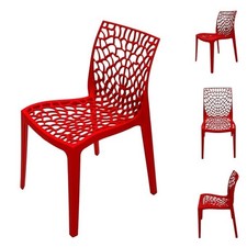 Red plastic stacking - plastic, chairs