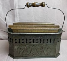 Antique French Carriage Foot Warmer with Oak Treads & Inner Coal Tray