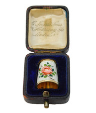 Boxed David Andersen Sterling Silver Gilt Enamel Thimble Antique c1930 Deco