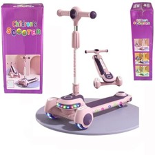 Viper Pink Scooter Child Kick Flashing LED Light Up 3 Wheel Push Adjustable Fold