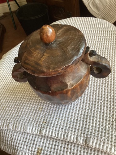 Wooden tobacco jar hand - jar, carved