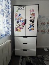 2-Door Modern Wardrobe with 3 Drawers & Hanging Rod – White Bedroom Storage